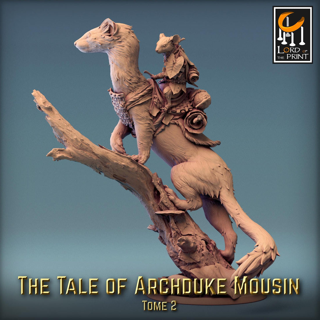 Weasel Mount Mouse Rider Miniature | Tabletop RPG Miniature | Rescale Miniature | Roleplaying 3D Printed Fantasy Mini - 3DPrintDen