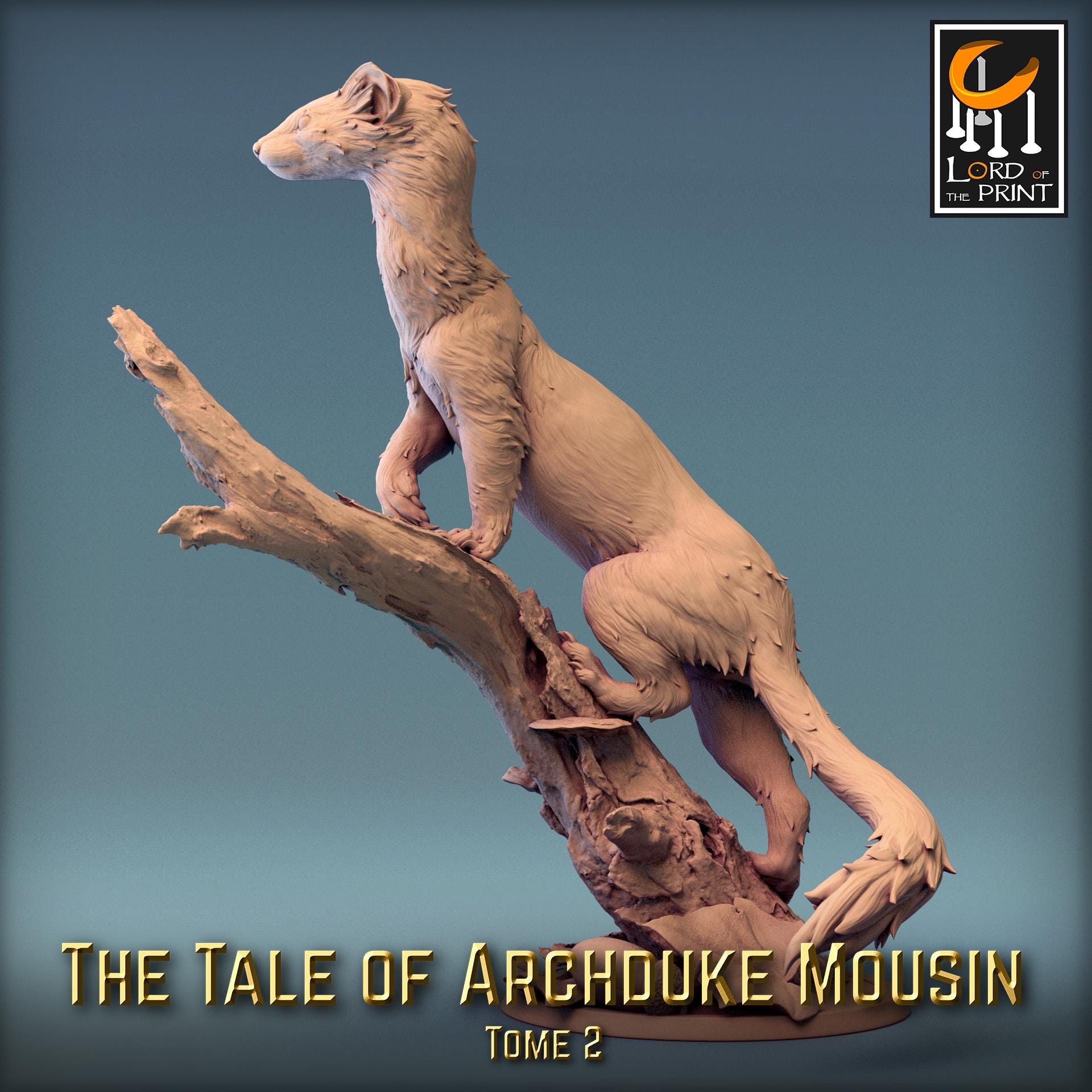 Weasel Mount Mouse Rider Miniature | Tabletop RPG Miniature | Rescale Miniature | Roleplaying 3D Printed Fantasy Mini - 3DPrintDen