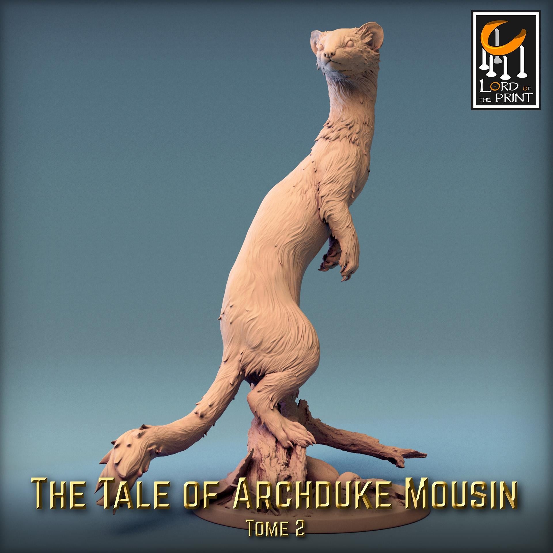 Weasel Mount Mouse Rider Miniature | Tabletop RPG Miniature | Rescale Miniature | Roleplaying 3D Printed Fantasy Mini - 3DPrintDen