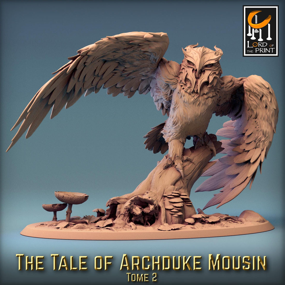 Owl vs Mouse Battle Miniature | Tabletop RPG Miniature | Rescale Miniature | Roleplaying 3D Printed Fantasy Mini - 3DPrintDen