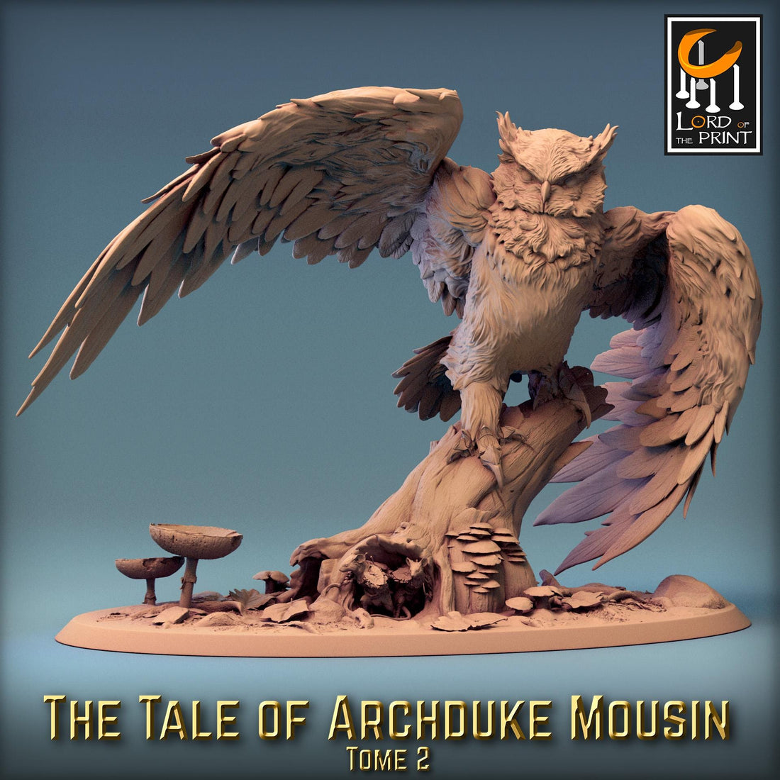 Owl vs Mouse Battle Miniature | Tabletop RPG Miniature | Rescale Miniature | Roleplaying 3D Printed Fantasy Mini - 3DPrintDen