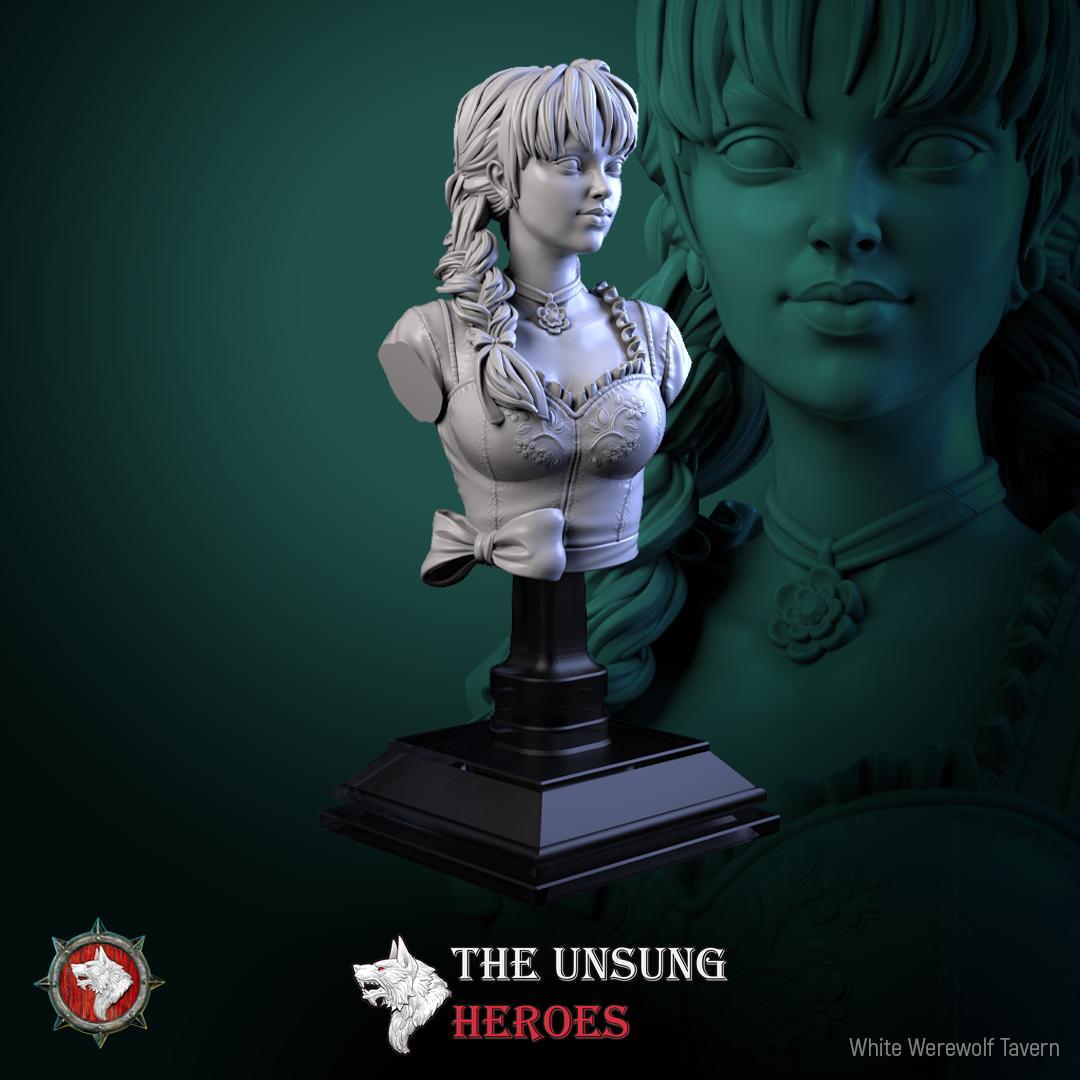 Maid Bust | Tabletop RPG Miniature | White Werewolf Tavern | Roleplaying 3D Printed Fantasy Mini - 3DPrintDen