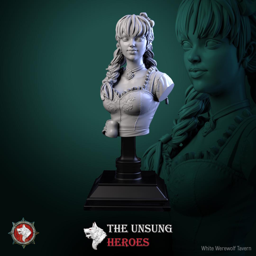 Maid Bust | Tabletop RPG Miniature | White Werewolf Tavern | Roleplaying 3D Printed Fantasy Mini - 3DPrintDen