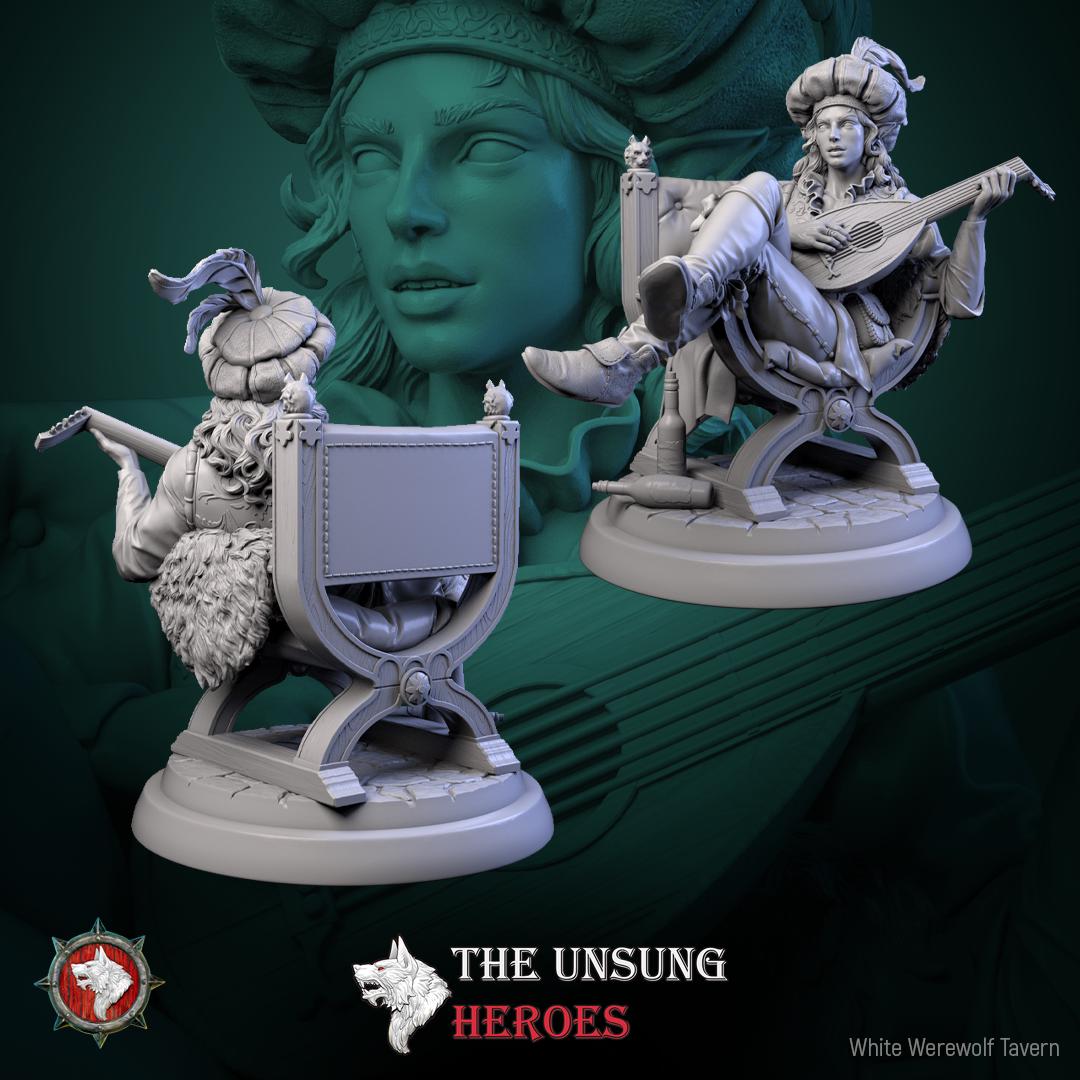 Bard Miniature, Fiddlefoot | Tabletop RPG Miniature | White Werewolf Tavern | Roleplaying 3D Printed Fantasy Mini - 3DPrintDen