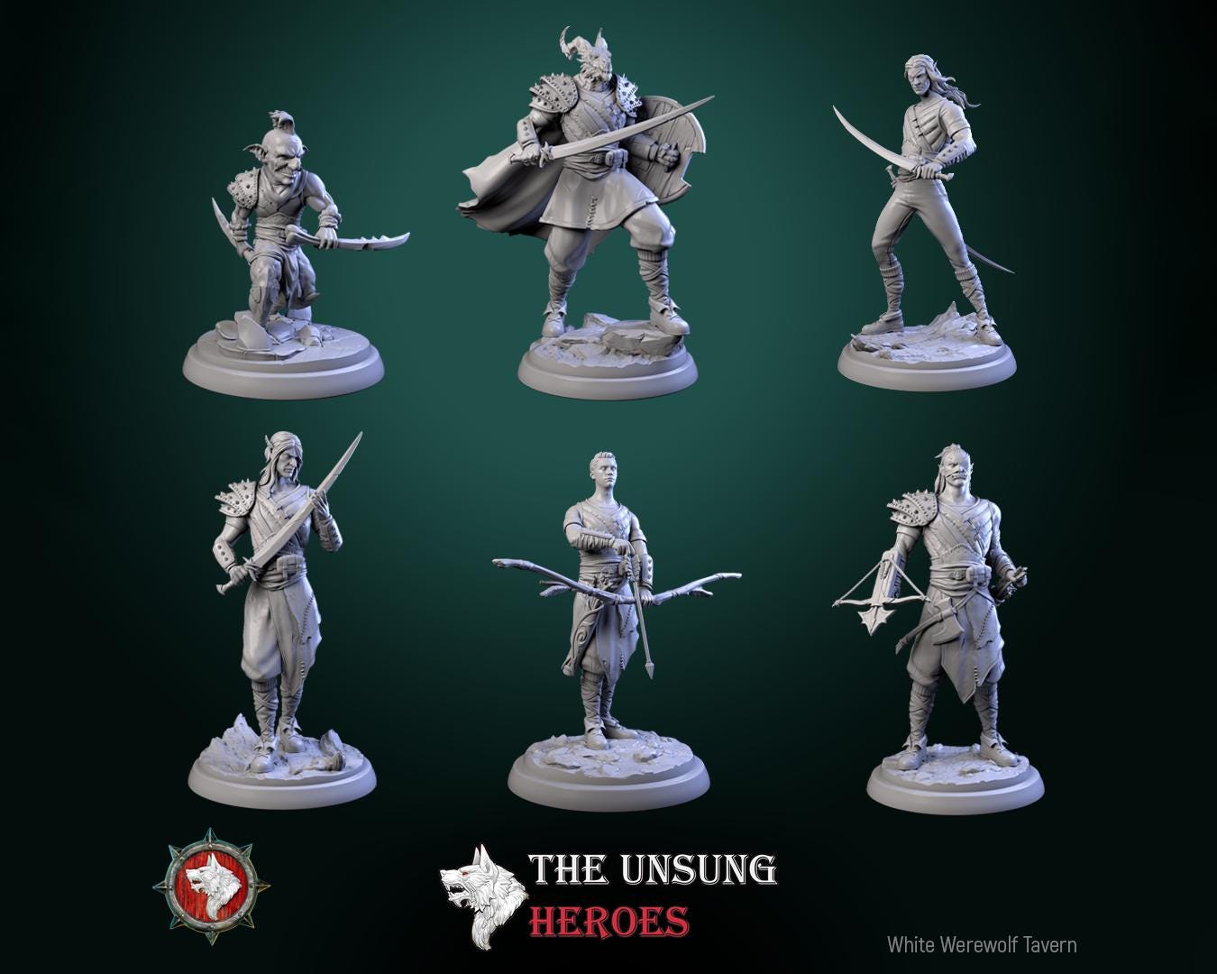 Bandits Miniature | Tabletop RPG Miniature | White Werewolf Tavern | Roleplaying 3D Printed Fantasy Mini - 3DPrintDen