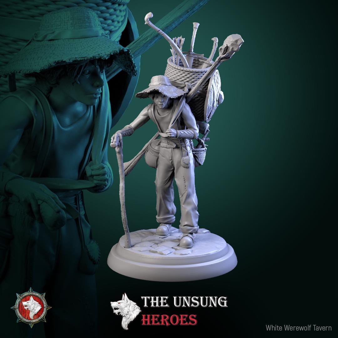 Merchant Miniature, Thatch | Tabletop RPG Miniature | White Werewolf Tavern | Roleplaying 3D Printed Fantasy Mini - 3DPrintDen