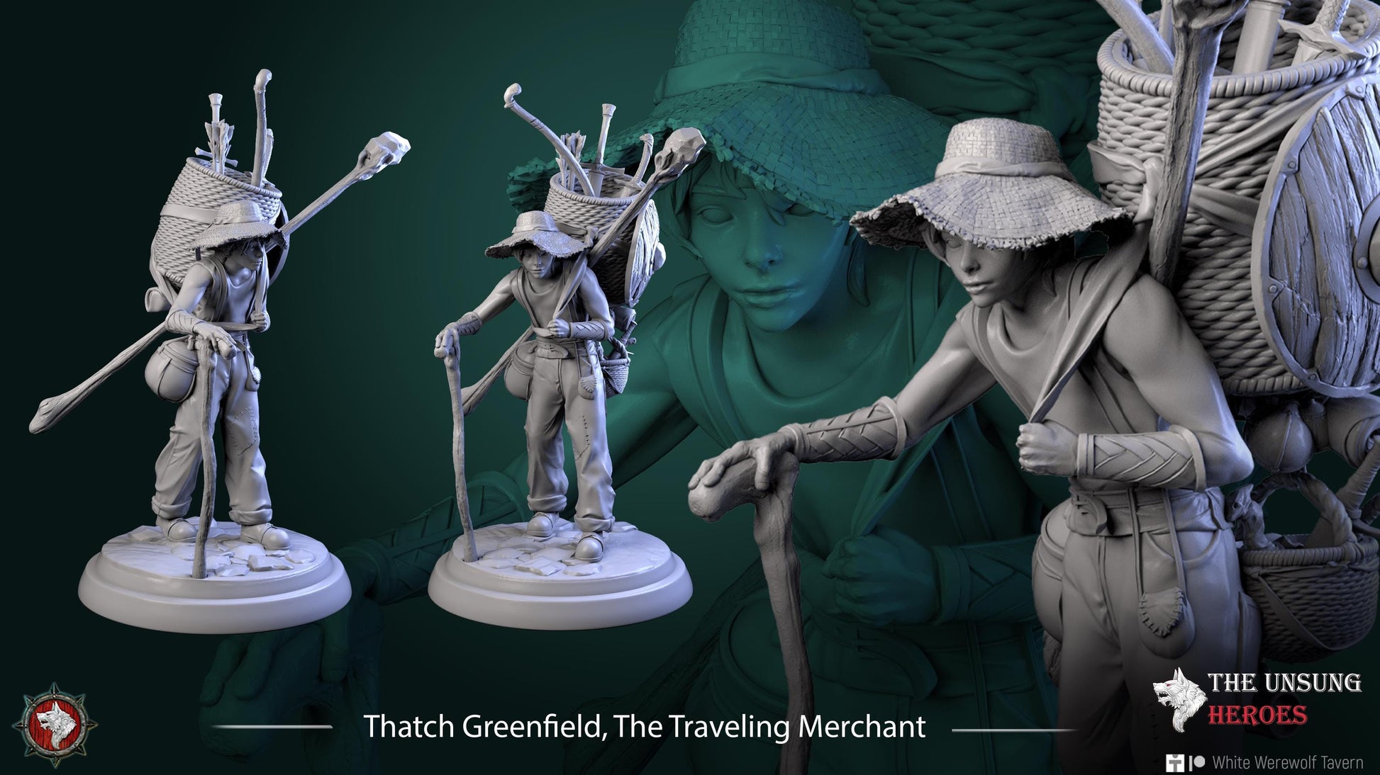 Merchant Miniature, Thatch | Tabletop RPG Miniature | White Werewolf Tavern | Roleplaying 3D Printed Fantasy Mini - 3DPrintDen