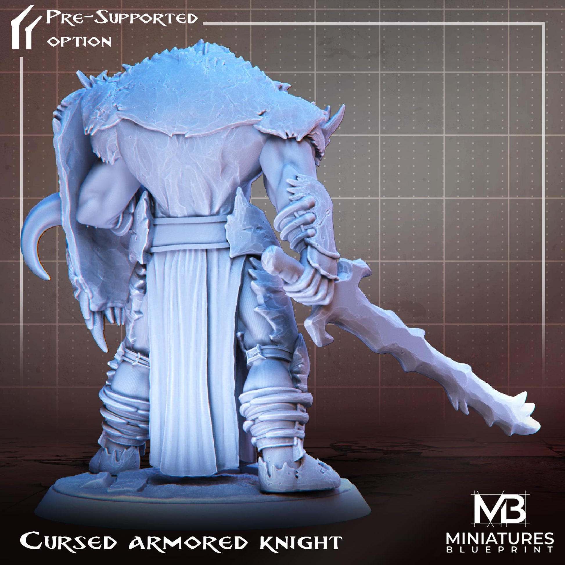 Cursed Armored Knight Miniature | Tabletop RPG Miniature | Miniatures Blueprint | Roleplaying 3D Printed Fantasy Mini - 3DPrintDen