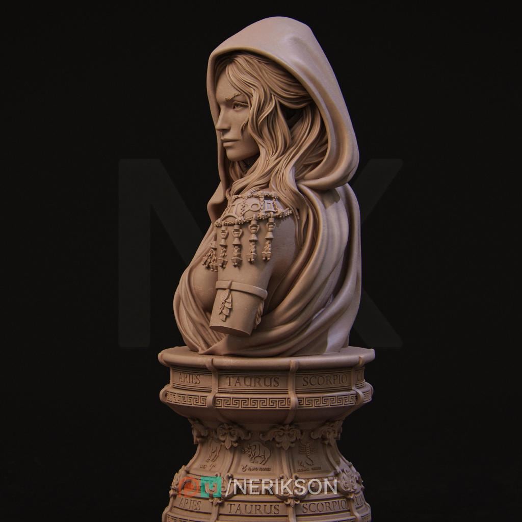 Moirai Bust, Klotho | Tabletop RPG Miniature | Nerikson | Roleplaying 3D Printed Fantasy Mini - 3DPrintDen