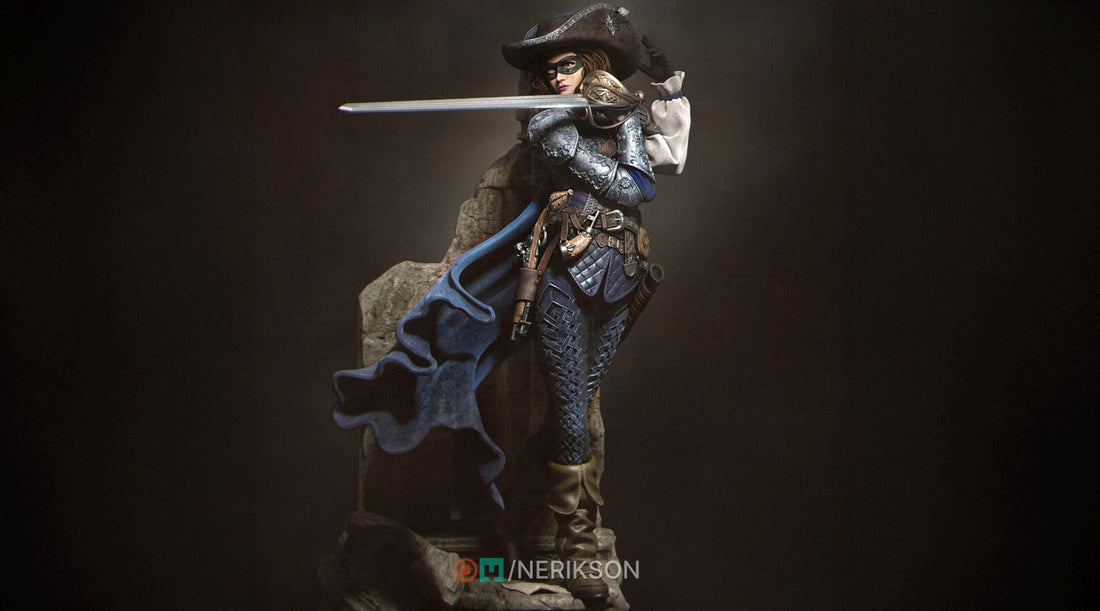 Female Duelist Miniature, Camilla | Tabletop RPG Miniature | Nerikson | Roleplaying 3D Printed Fantasy Mini - 3DPrintDen