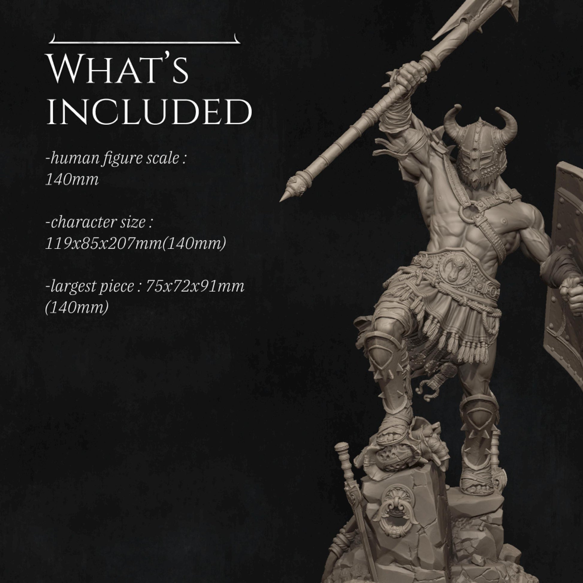 Gladiator Brute Miniature | Tabletop RPG Miniature | Nerikson | Roleplaying 3D Printed Fantasy Mini - 3DPrintDen