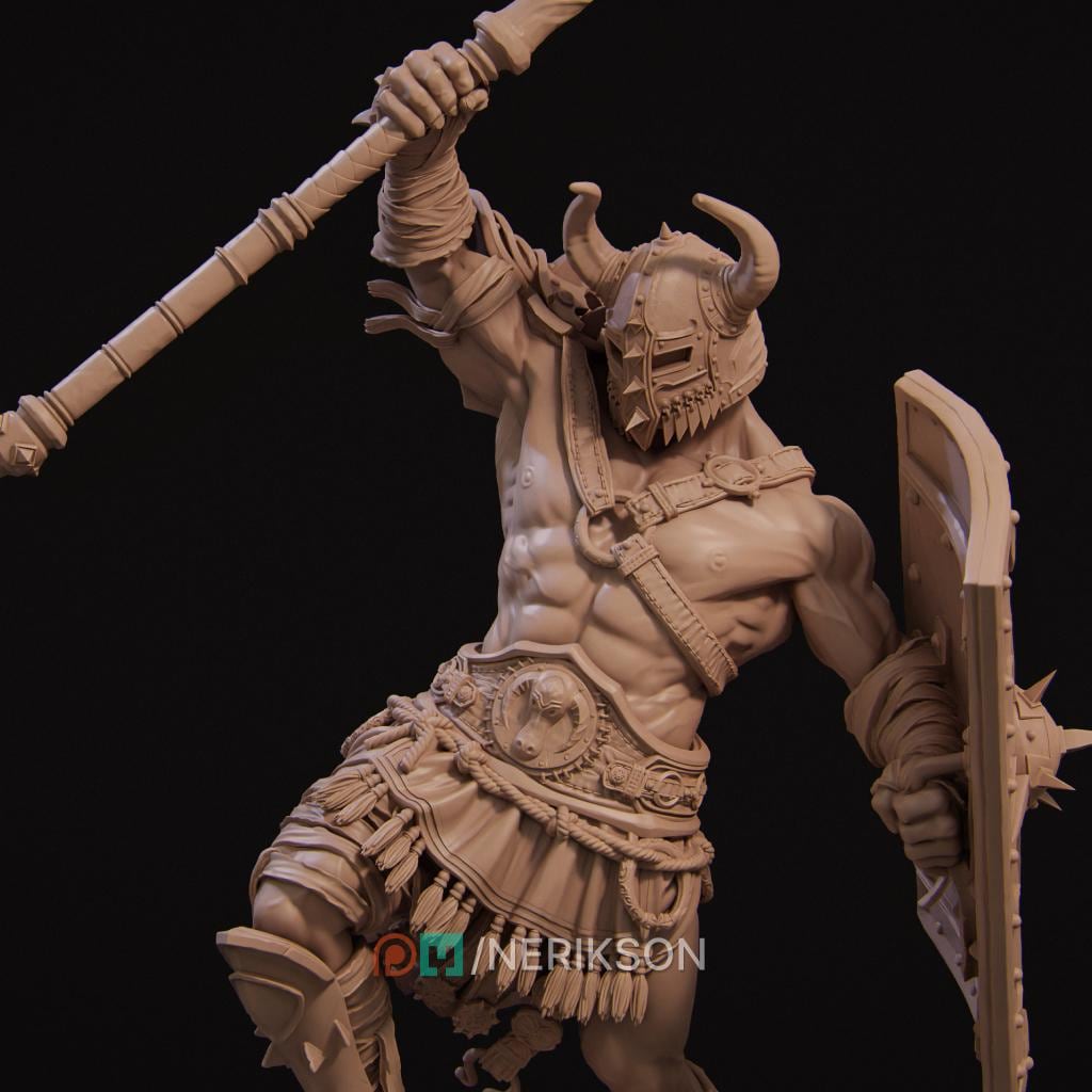 Gladiator Brute Miniature | Tabletop RPG Miniature | Nerikson | Roleplaying 3D Printed Fantasy Mini - 3DPrintDen