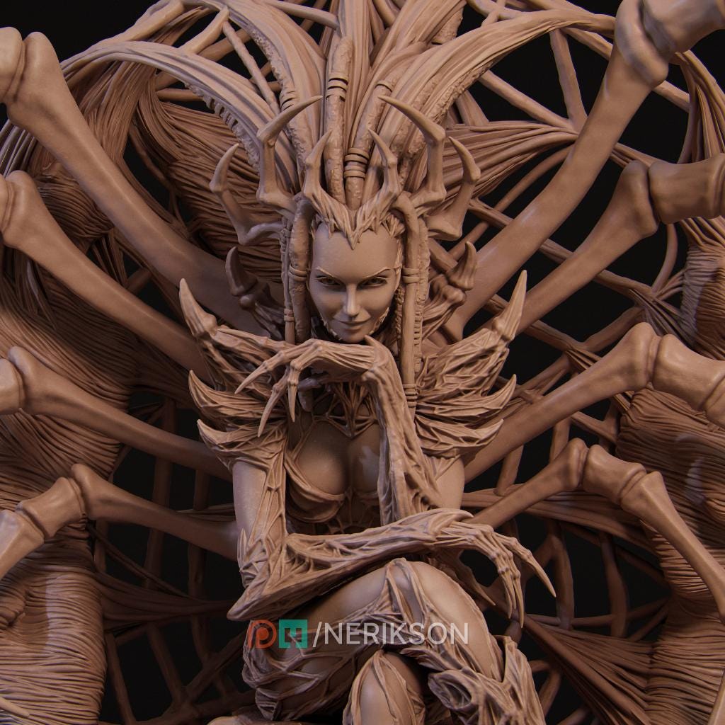 Spider Queen Diorama Miniature | Tabletop RPG Miniature | Nerikson | Roleplaying 3D Printed Fantasy Mini - 3DPrintDen