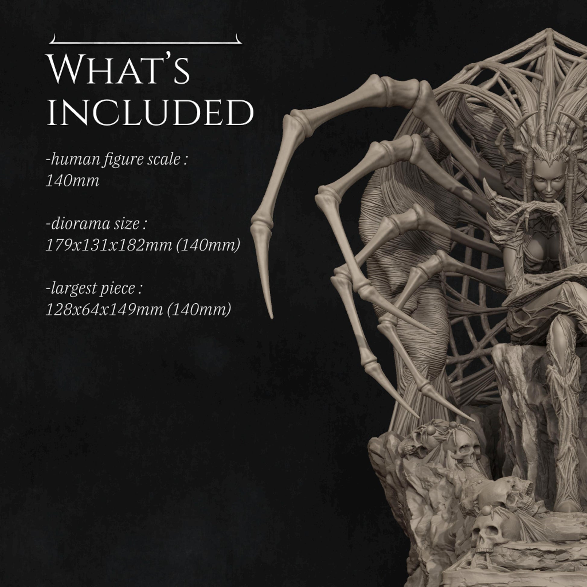 Spider Queen Diorama Miniature | Tabletop RPG Miniature | Nerikson | Roleplaying 3D Printed Fantasy Mini - 3DPrintDen