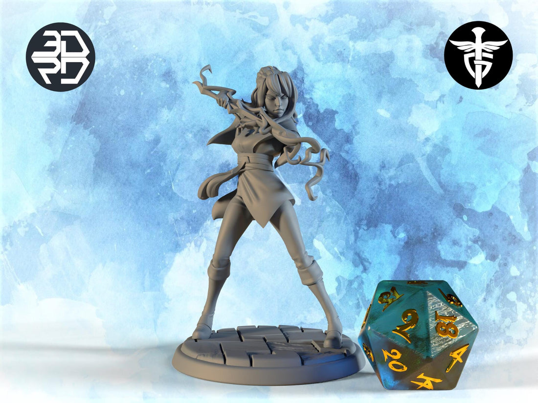 Female Hexblade Miniature, Jadis | Twin Goddess Miniatures | Tabletop RPG Miniature | Roleplaying 3D Printed Fantasy Mini - 3DPrintDen