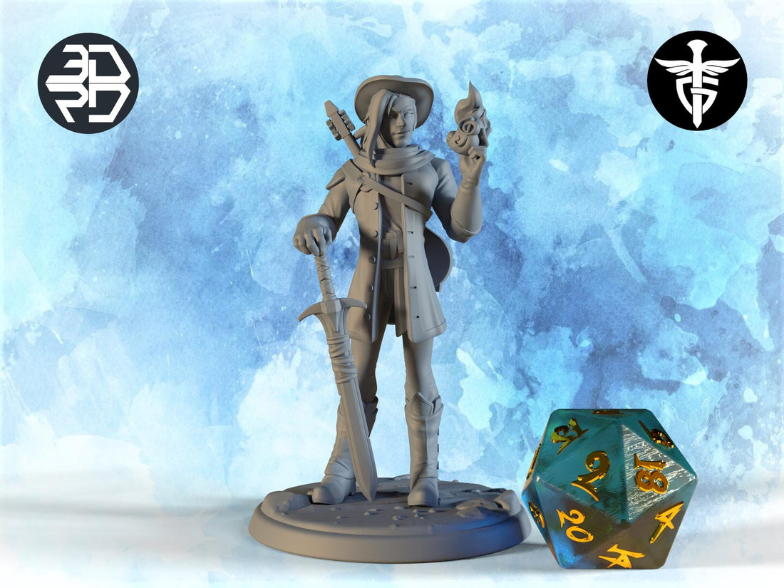 Bard Miniature, Locke | Twin Goddess Miniatures | Tabletop RPG Miniature | Roleplaying 3D Printed Fantasy Mini - 3DPrintDen