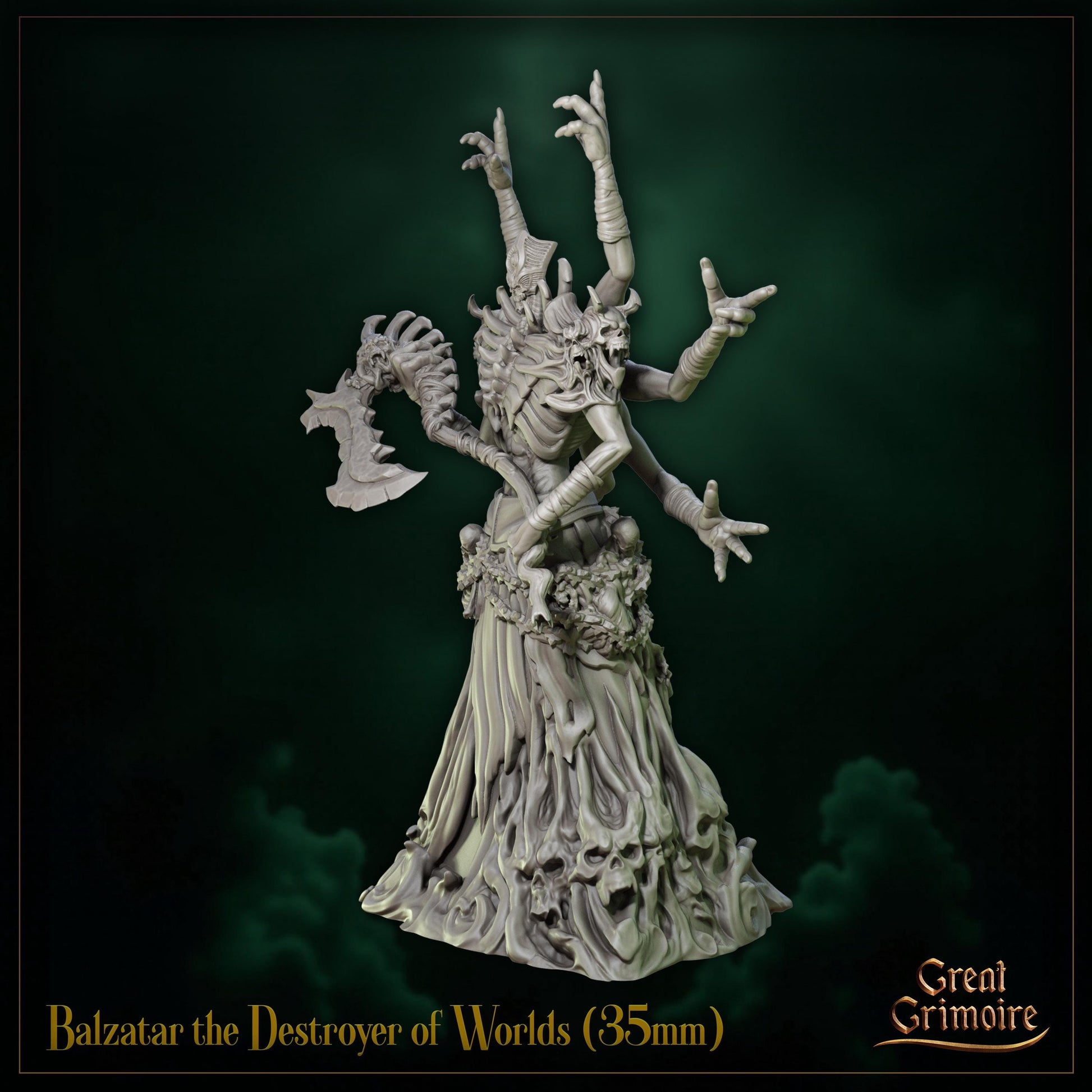 Destroyer of Worlds Miniature, Balzatar | Tabletop RPG Miniature | Great Grimoire | Roleplaying 3D Printed Fantasy Mini - 3DPrintDen