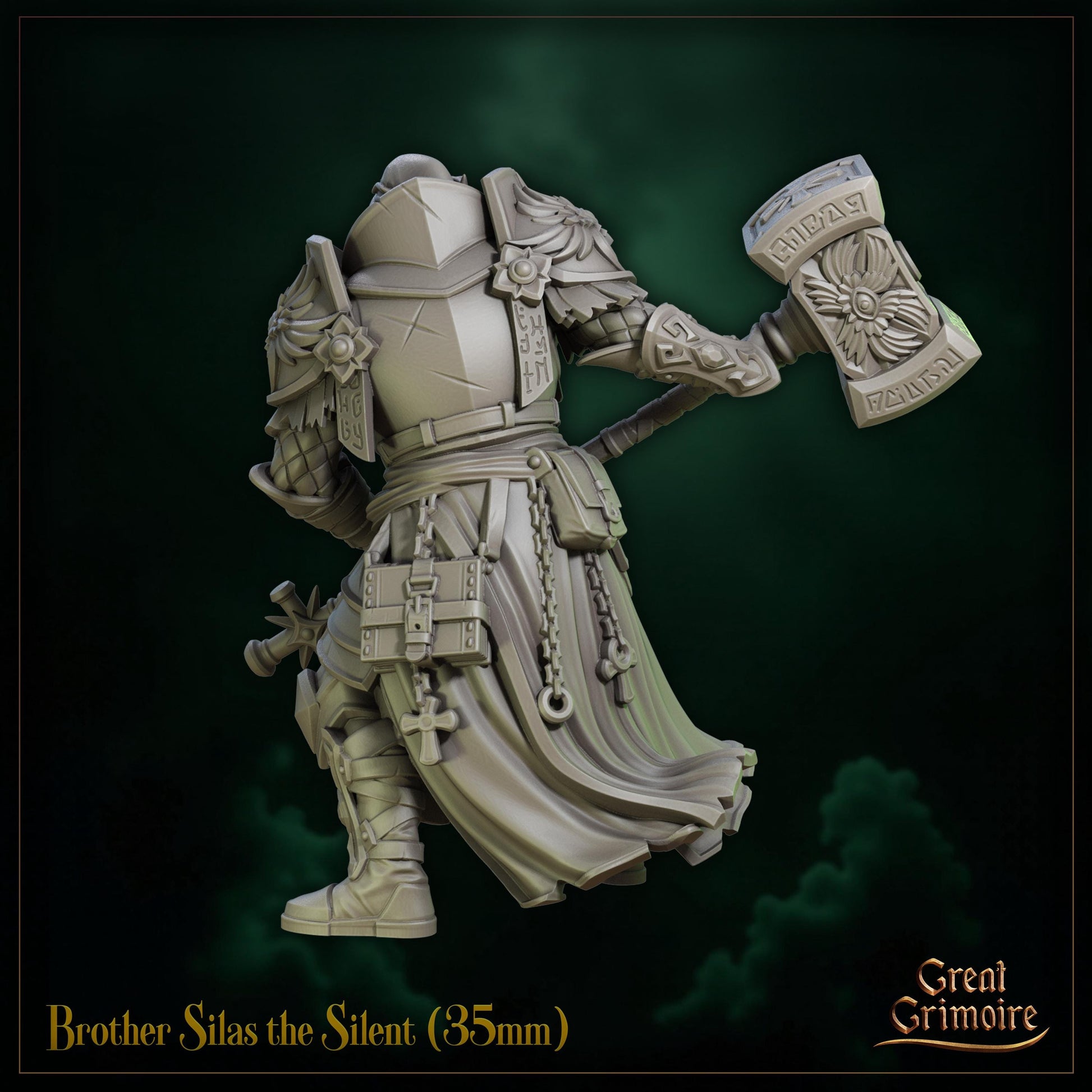 Brother Silas the Silent Miniature | Tabletop RPG Miniature | Great Grimoire | Roleplaying 3D Printed Fantasy Mini - 3DPrintDen