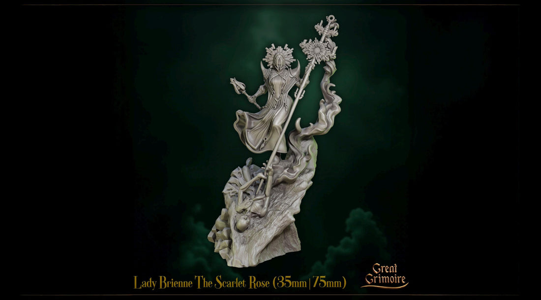 The Scarlet Rose Miniature, Lady Brienne | Tabletop RPG Miniature | Great Grimoire | Roleplaying 3D Printed Fantasy Mini - 3DPrintDen