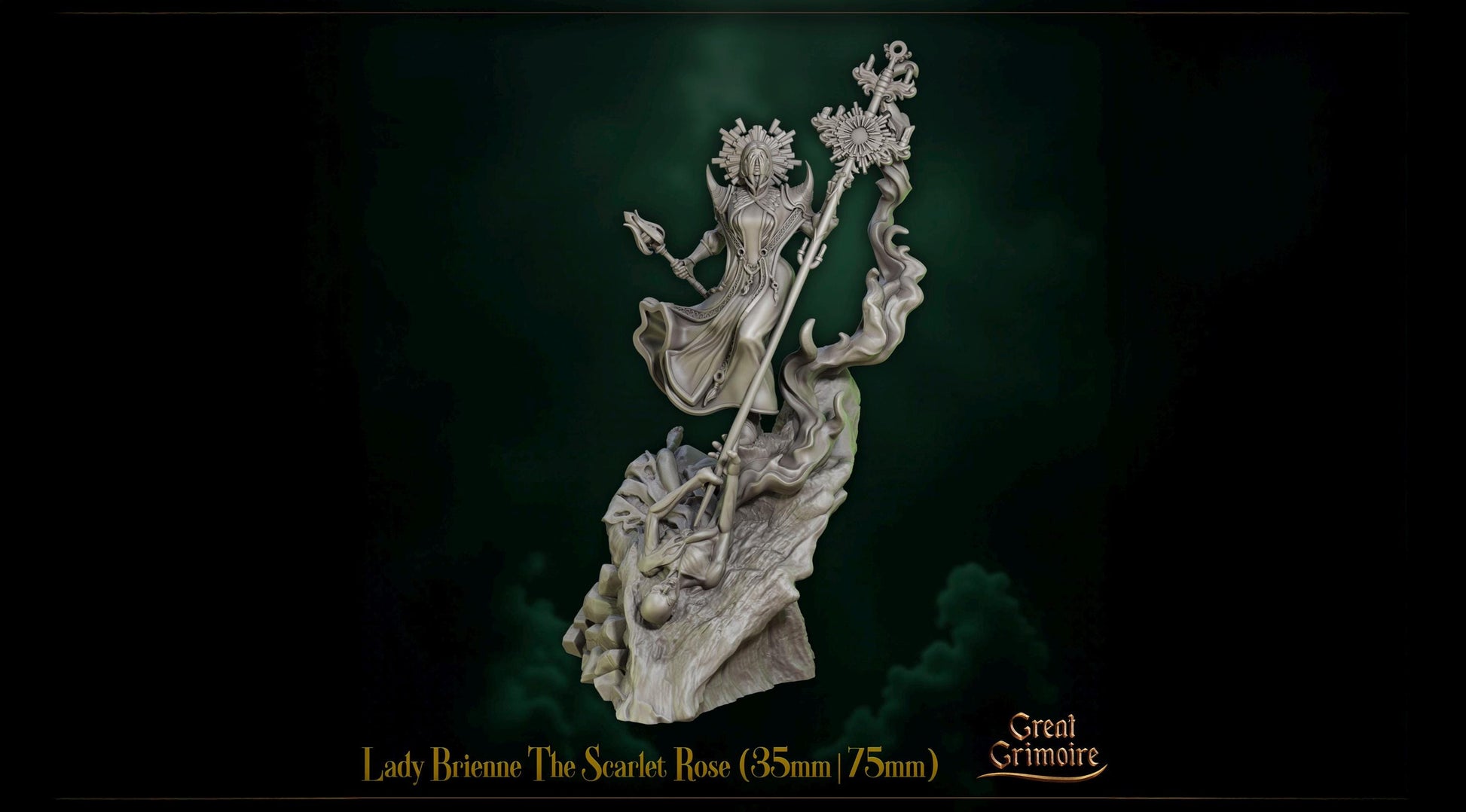 The Scarlet Rose Miniature, Lady Brienne | Tabletop RPG Miniature | Great Grimoire | Roleplaying 3D Printed Fantasy Mini - 3DPrintDen