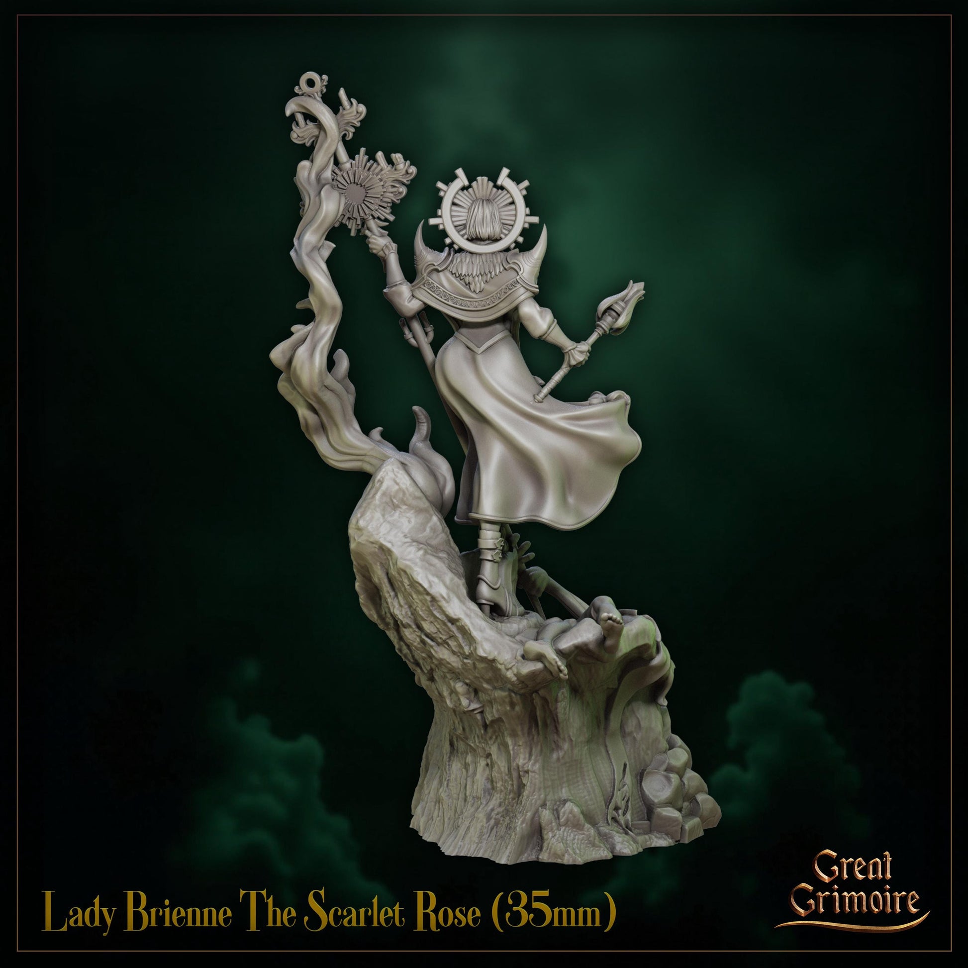 The Scarlet Rose Miniature, Lady Brienne | Tabletop RPG Miniature | Great Grimoire | Roleplaying 3D Printed Fantasy Mini - 3DPrintDen