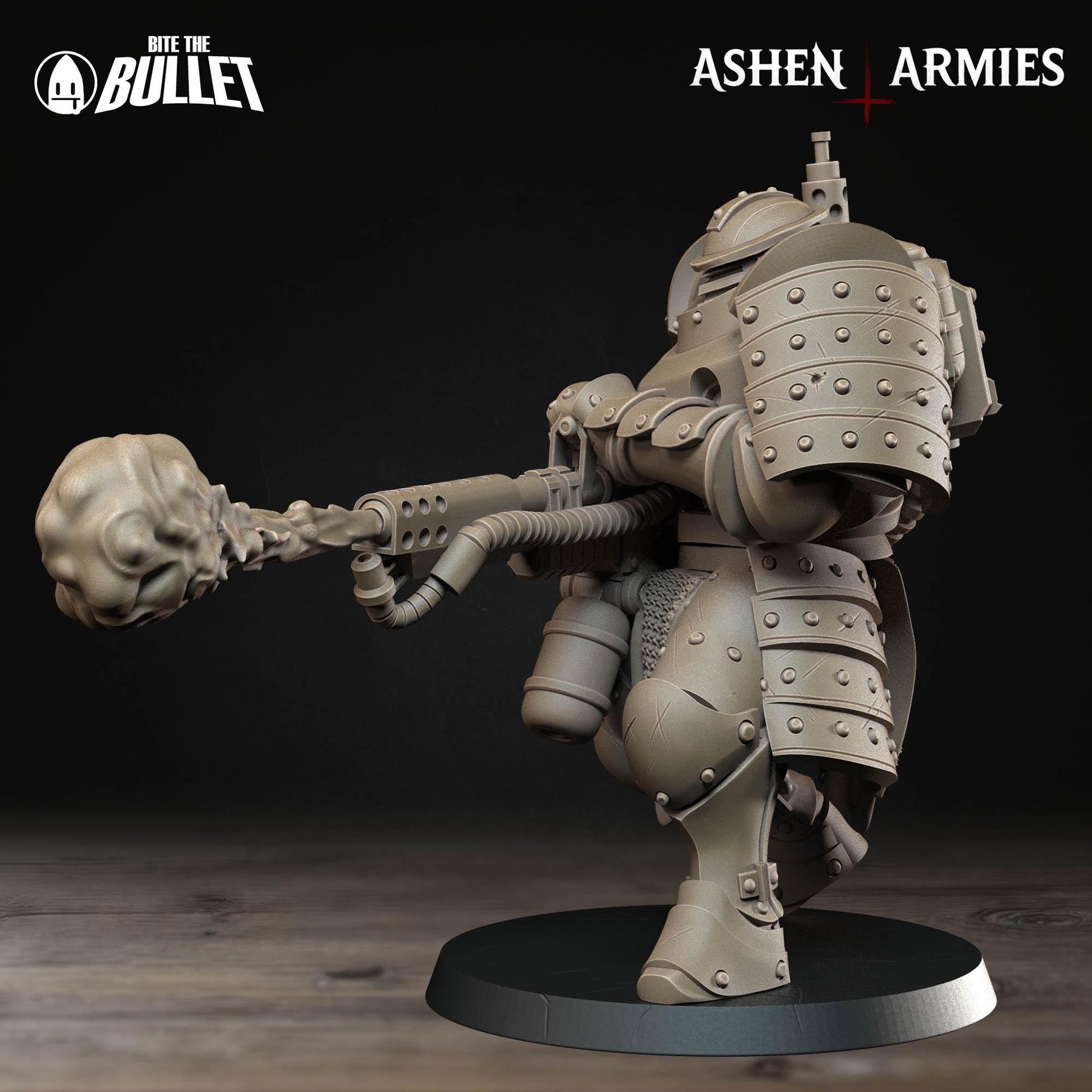 Heavy Infantry Miniature, Flamethrower | Tabletop RPG Miniature | Bite the Bullet | Roleplaying 3D Printed Fantasy Mini - 3DPrintDen