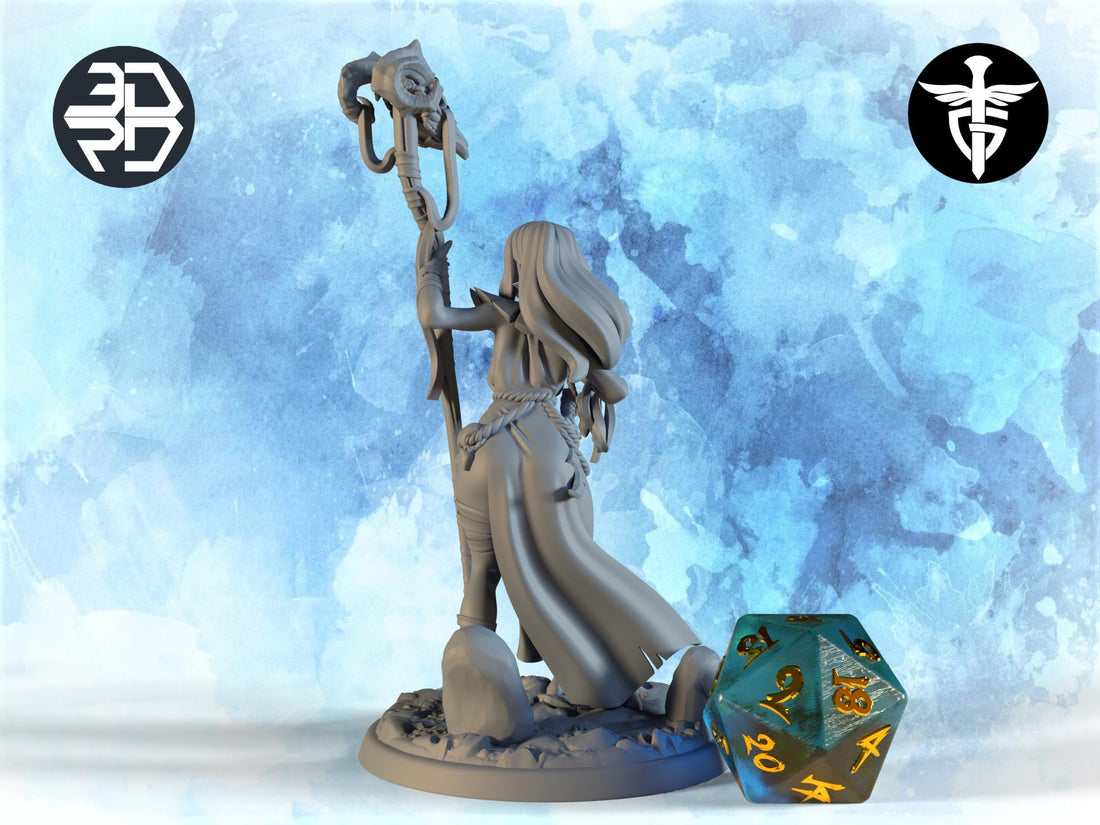 Female Soothsayer Miniature, Olseen | Twin Goddess Miniatures | Tabletop RPG Miniature | Roleplaying 3D Printed Fantasy Mini - 3DPrintDen