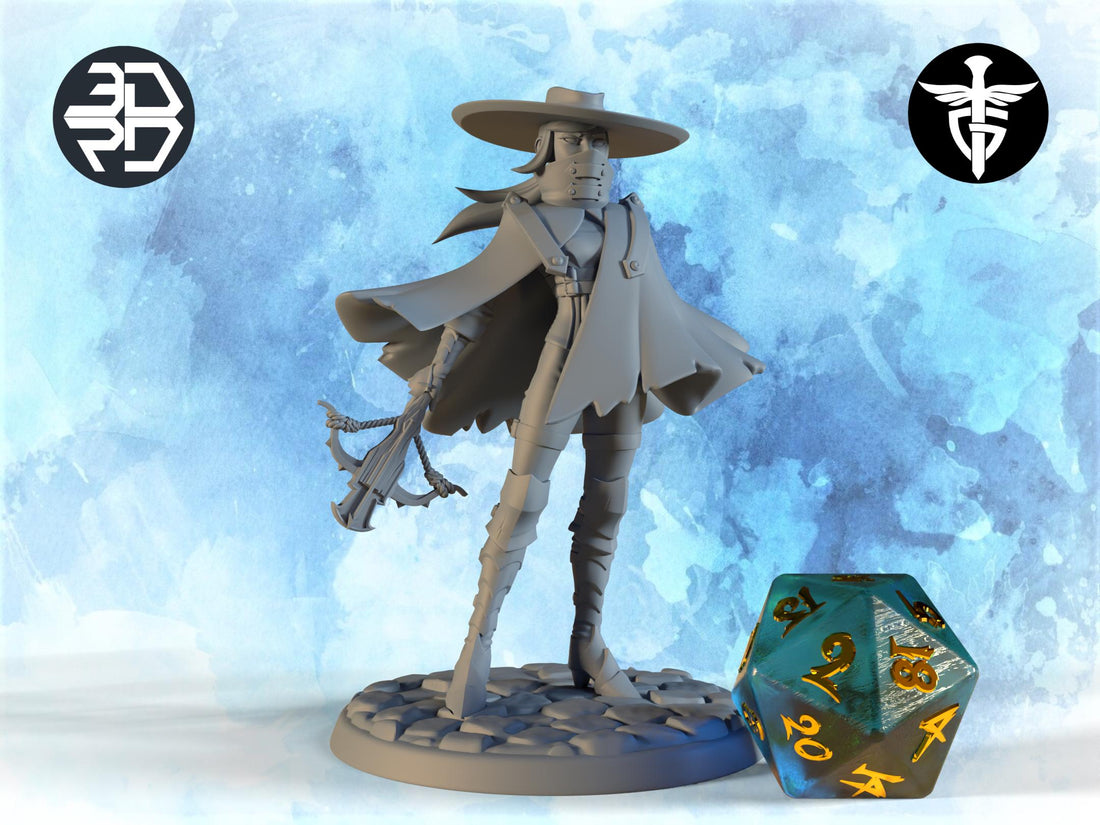 Female Hunter Miniature, Vladimira | Twin Goddess Miniatures | Tabletop RPG Miniature | Roleplaying 3D Printed Fantasy Mini - 3DPrintDen