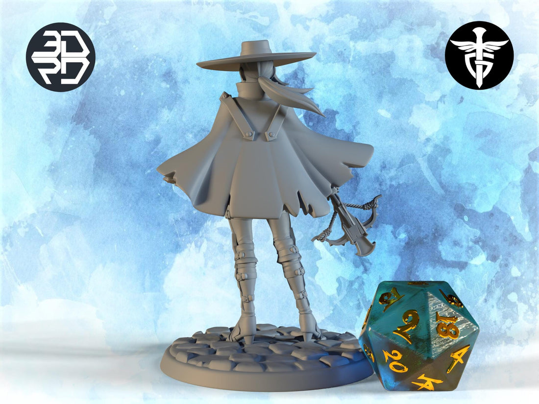 Female Hunter Miniature, Vladimira | Twin Goddess Miniatures | Tabletop RPG Miniature | Roleplaying 3D Printed Fantasy Mini - 3DPrintDen