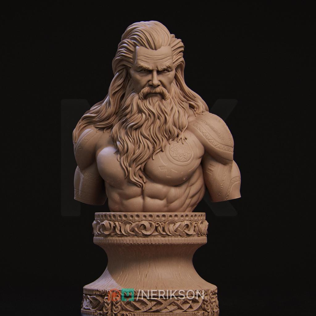 Runic Warrior Bust, Ivar | Tabletop RPG Miniature | Nerikson | Roleplaying 3D Printed Fantasy Mini - 3DPrintDen