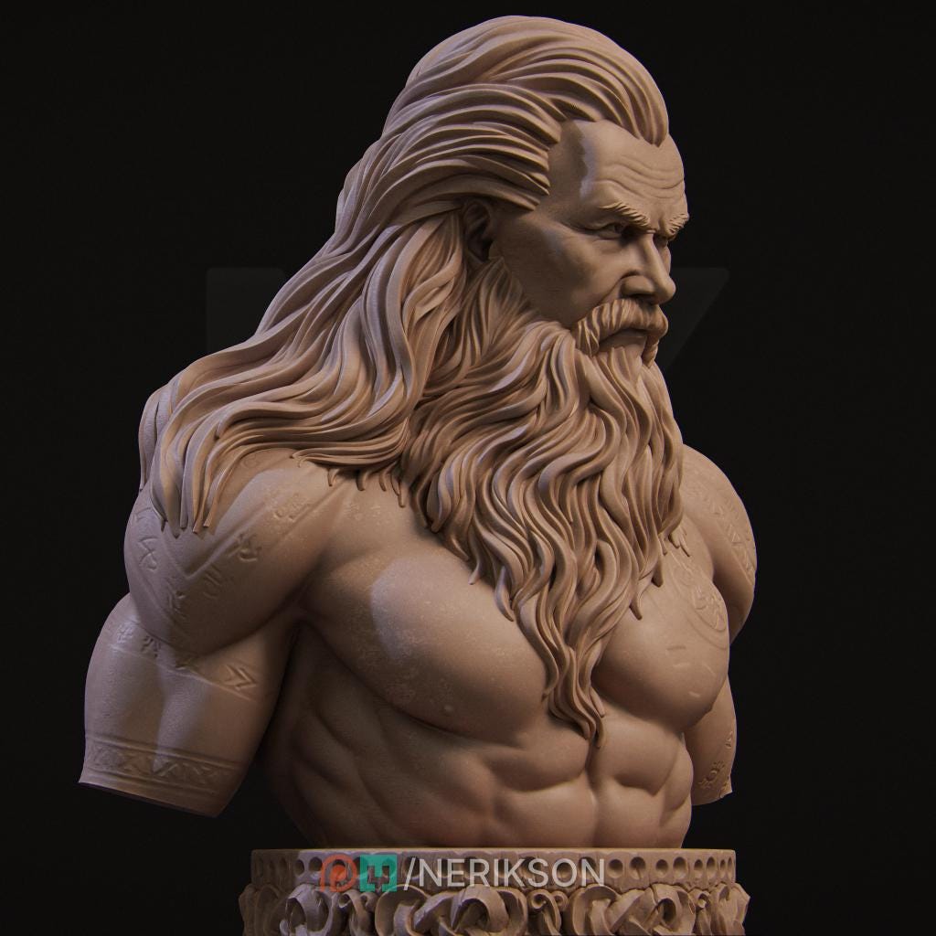 Runic Warrior Bust, Ivar | Tabletop RPG Miniature | Nerikson | Roleplaying 3D Printed Fantasy Mini - 3DPrintDen