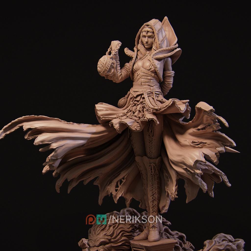 Dark Summoner Miniature, Camelia | Tabletop RPG Miniature | Nerikson | Roleplaying 3D Printed Fantasy Mini - 3DPrintDen