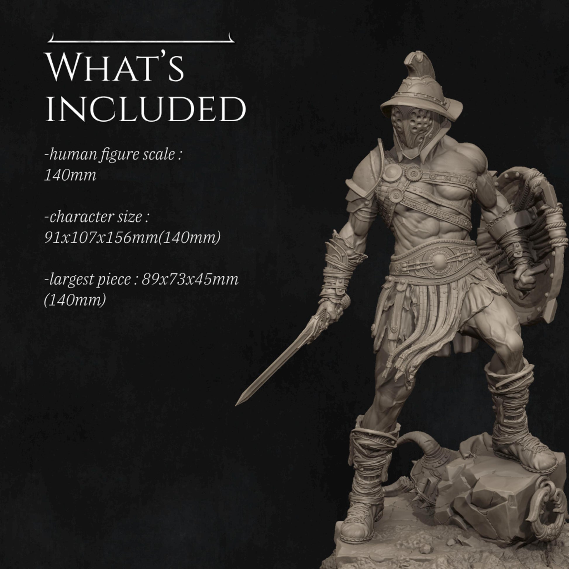 Gladiator Swordsman Miniature | Tabletop RPG Miniature | Nerikson | Roleplaying 3D Printed Fantasy Mini - 3DPrintDen