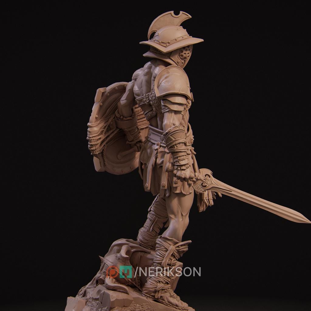 Gladiator Swordsman Miniature | Tabletop RPG Miniature | Nerikson | Roleplaying 3D Printed Fantasy Mini - 3DPrintDen