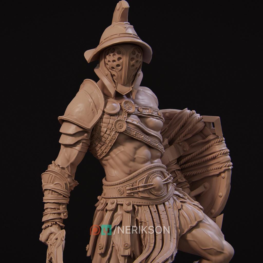 Gladiator Swordsman Miniature | Tabletop RPG Miniature | Nerikson | Roleplaying 3D Printed Fantasy Mini - 3DPrintDen
