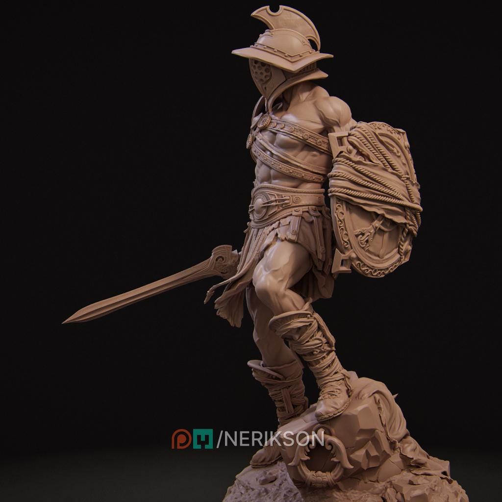 Gladiator Swordsman Miniature | Tabletop RPG Miniature | Nerikson | Roleplaying 3D Printed Fantasy Mini - 3DPrintDen