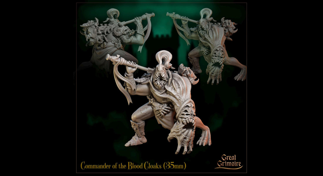 Commander of the Blood Cloaks Miniature | Tabletop RPG Miniature | Great Grimoire | Roleplaying 3D Printed Fantasy Mini - 3DPrintDen