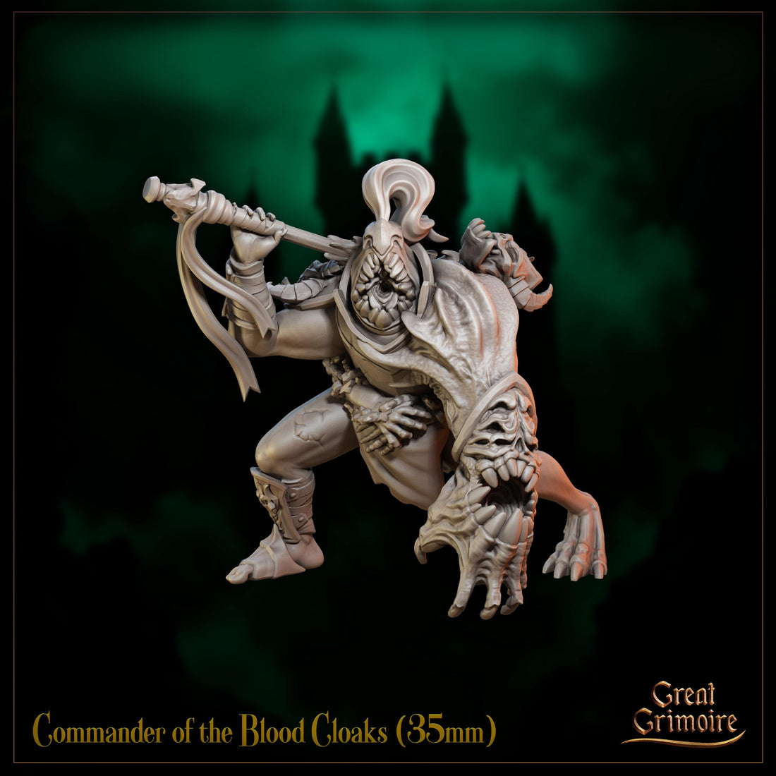 Commander of the Blood Cloaks Miniature | Tabletop RPG Miniature | Great Grimoire | Roleplaying 3D Printed Fantasy Mini - 3DPrintDen