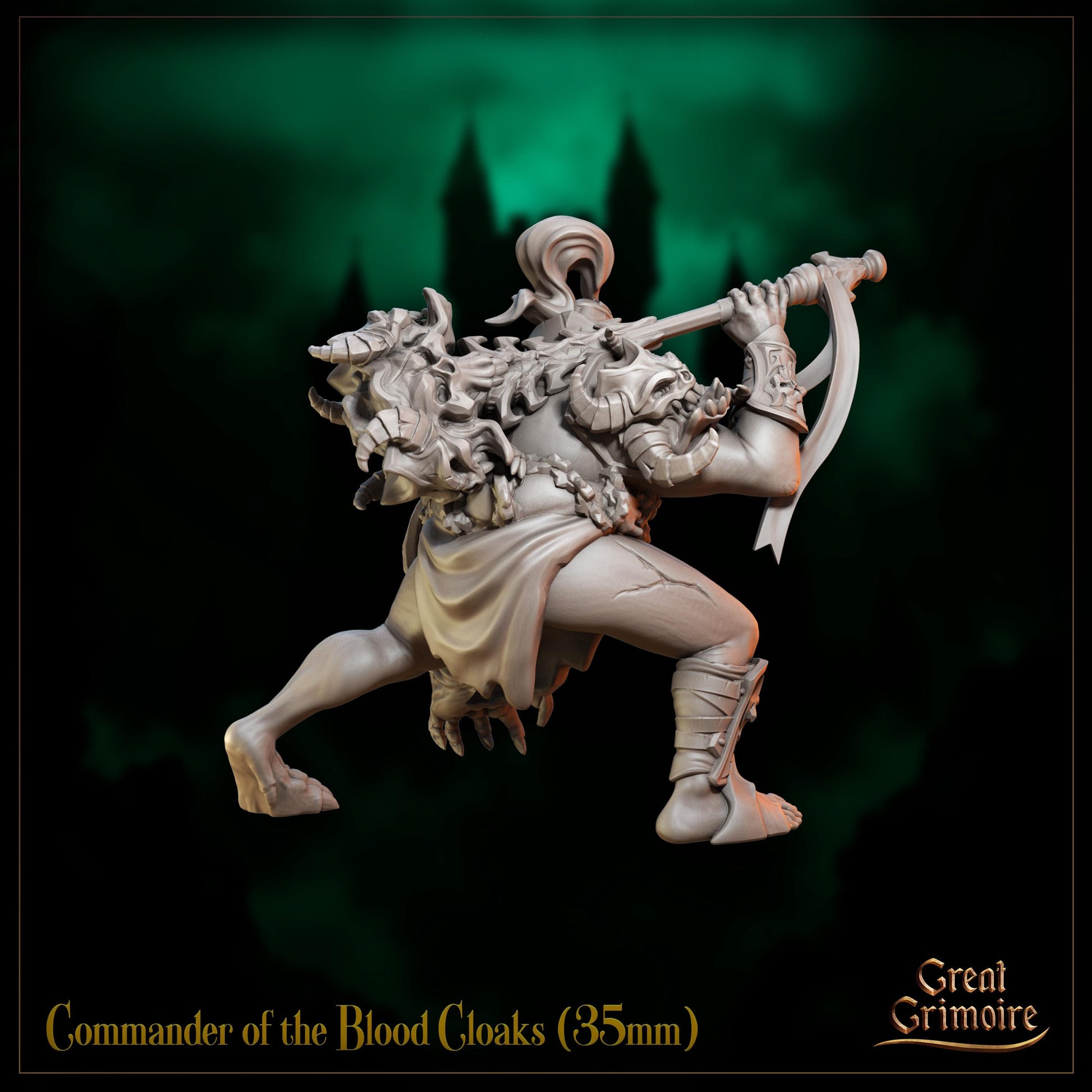 Commander of the Blood Cloaks Miniature | Tabletop RPG Miniature | Great Grimoire | Roleplaying 3D Printed Fantasy Mini - 3DPrintDen