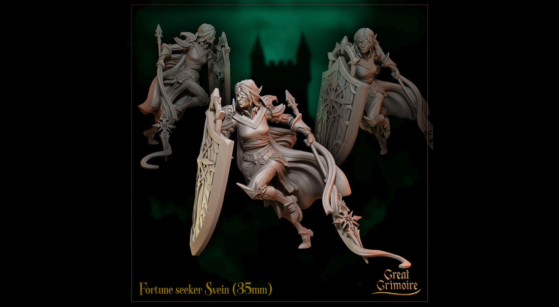 Fortune Seeker Miniature, Svein | Tabletop RPG Miniature | Great Grimoire | Roleplaying 3D Printed Fantasy Mini - 3DPrintDen
