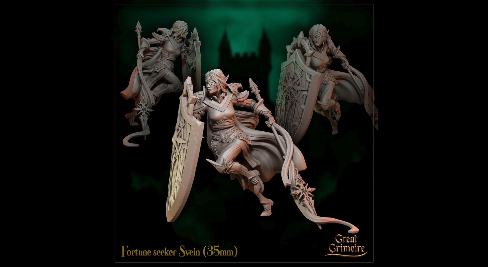 Fortune Seeker Miniature, Svein | Tabletop RPG Miniature | Great Grimoire | Roleplaying 3D Printed Fantasy Mini - 3DPrintDen
