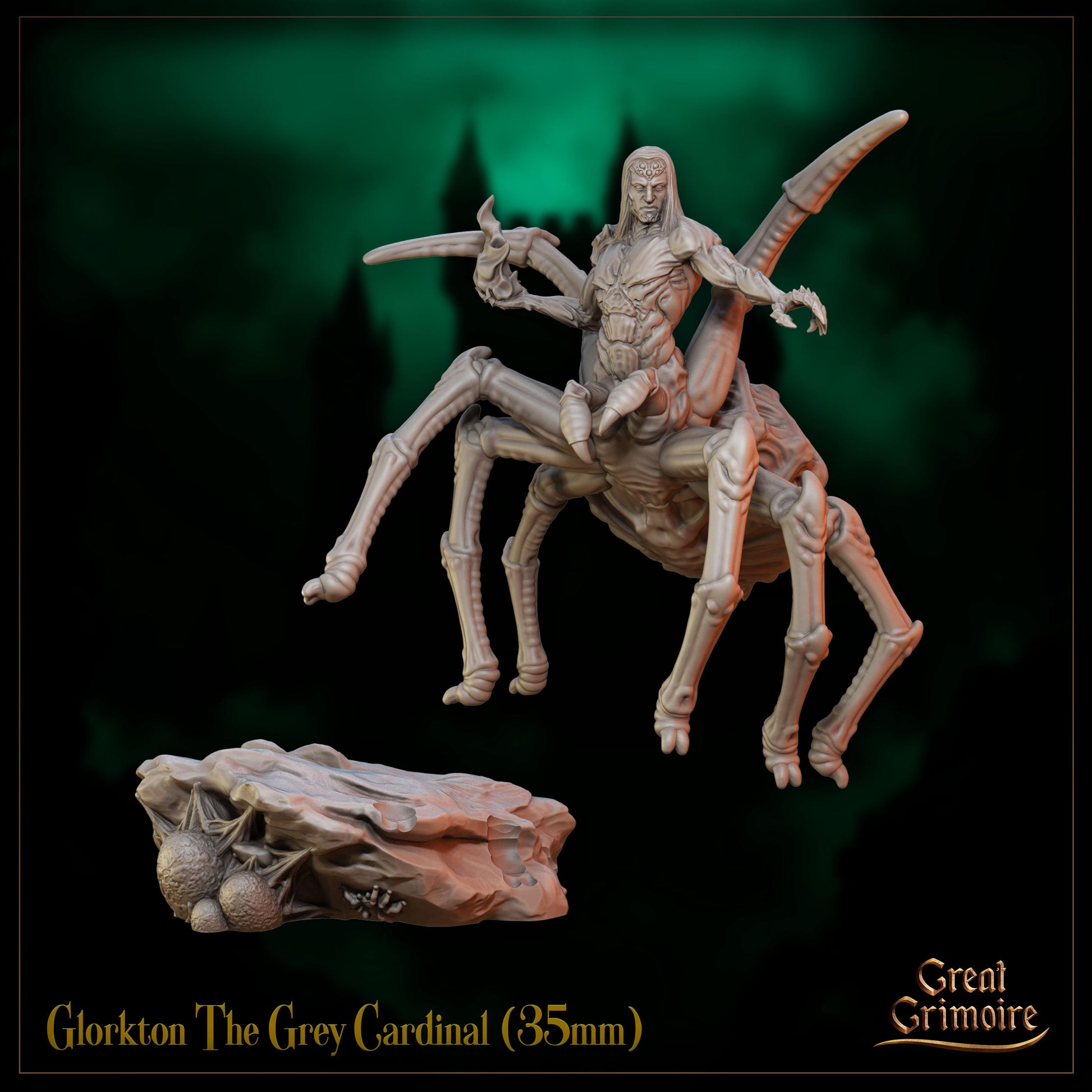 The Grey Cardinal Miniature, Glorkton | Tabletop RPG Miniature | Great Grimoire | Roleplaying 3D Printed Fantasy Mini - 3DPrintDen