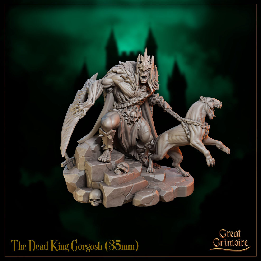 The Dead King Miniature, Gorgosh | Tabletop RPG Miniature | Great Grimoire | Roleplaying 3D Printed Fantasy Mini - 3DPrintDen