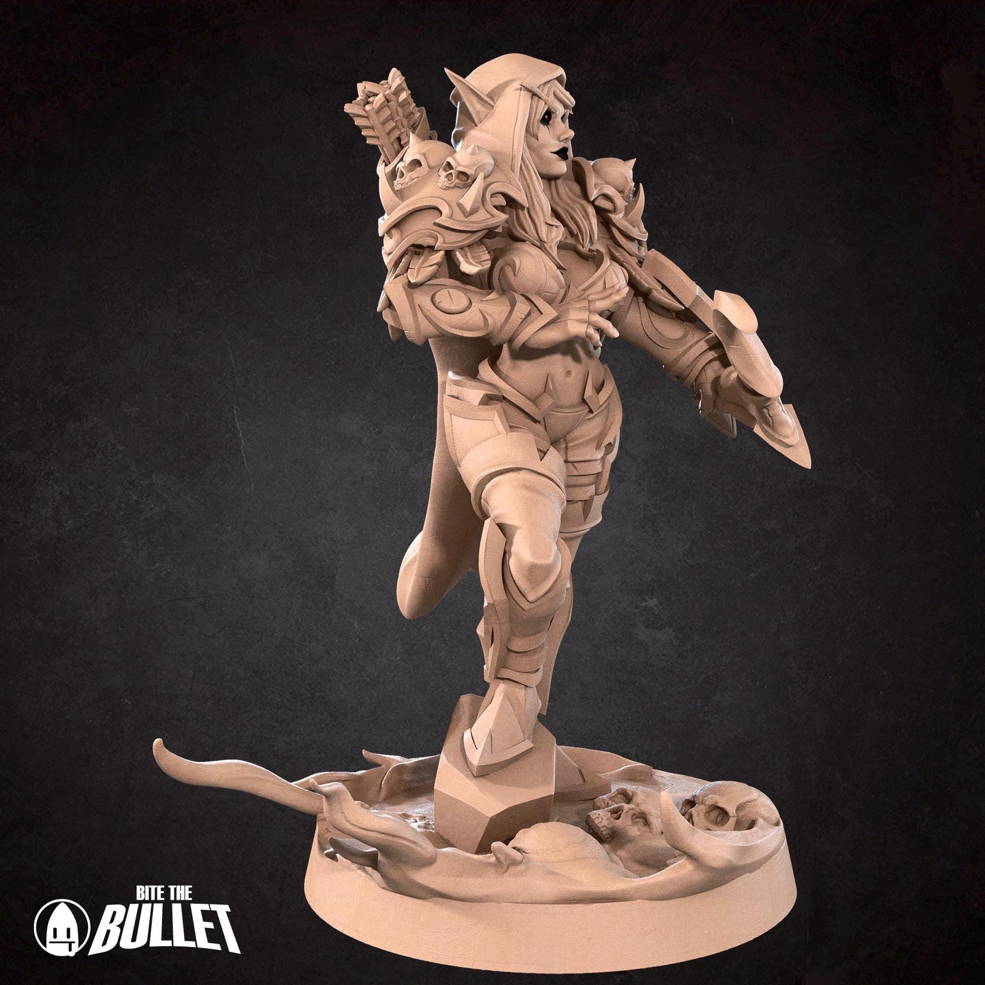 Female Dark Ranger Banshee Miniature, Sylvanas | Tabletop RPG Miniature | Bite the Bullet | Roleplaying 3D Printed Fantasy Mini - 3DPrintDen