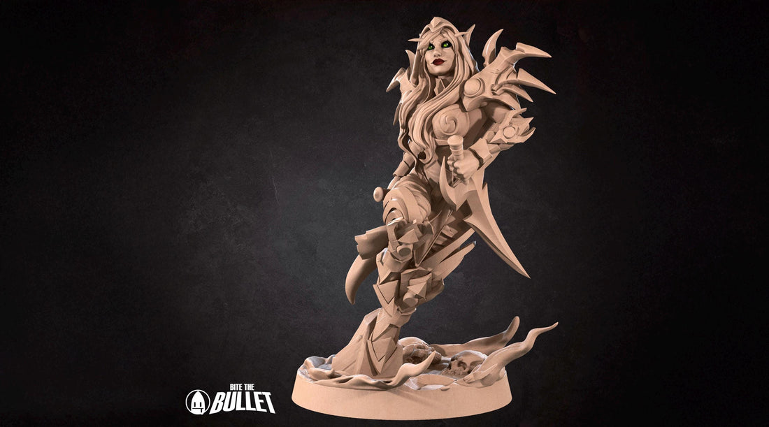 Female Blood Elf Rogue Miniature, Valeera | Tabletop RPG Miniature | Bite the Bullet | Roleplaying 3D Printed Fantasy Mini - 3DPrintDen