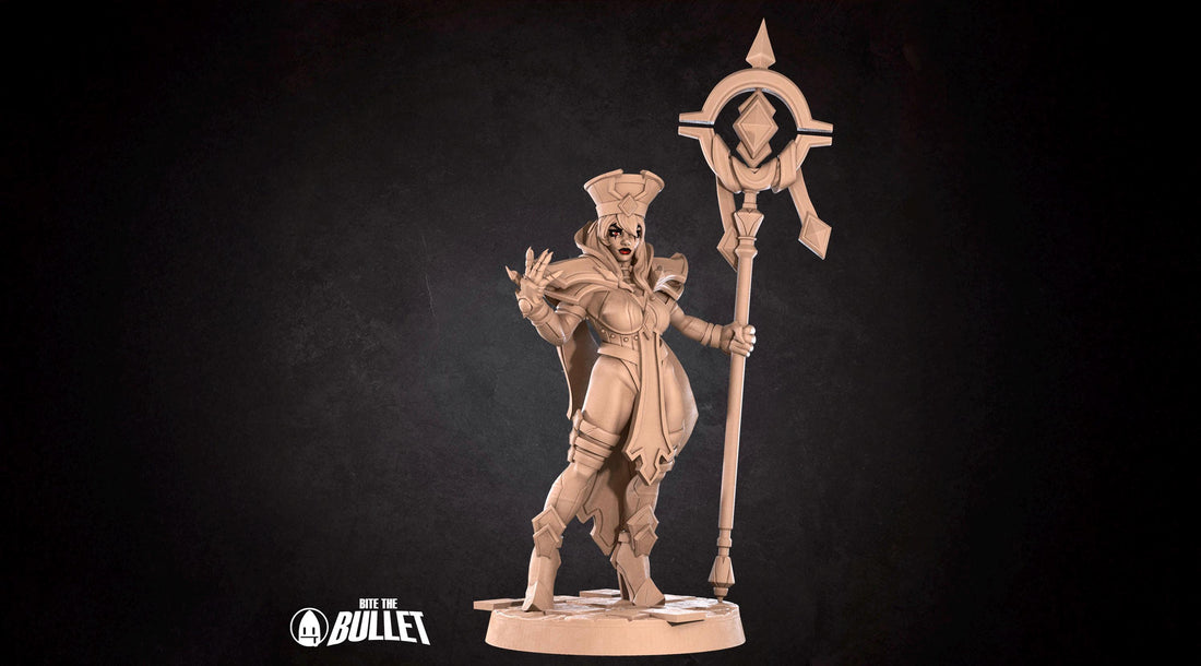 Female Inquisitor Miniature, Serena Whitemane | Tabletop RPG Miniature | Bite the Bullet | Roleplaying 3D Printed Fantasy Mini - 3DPrintDen