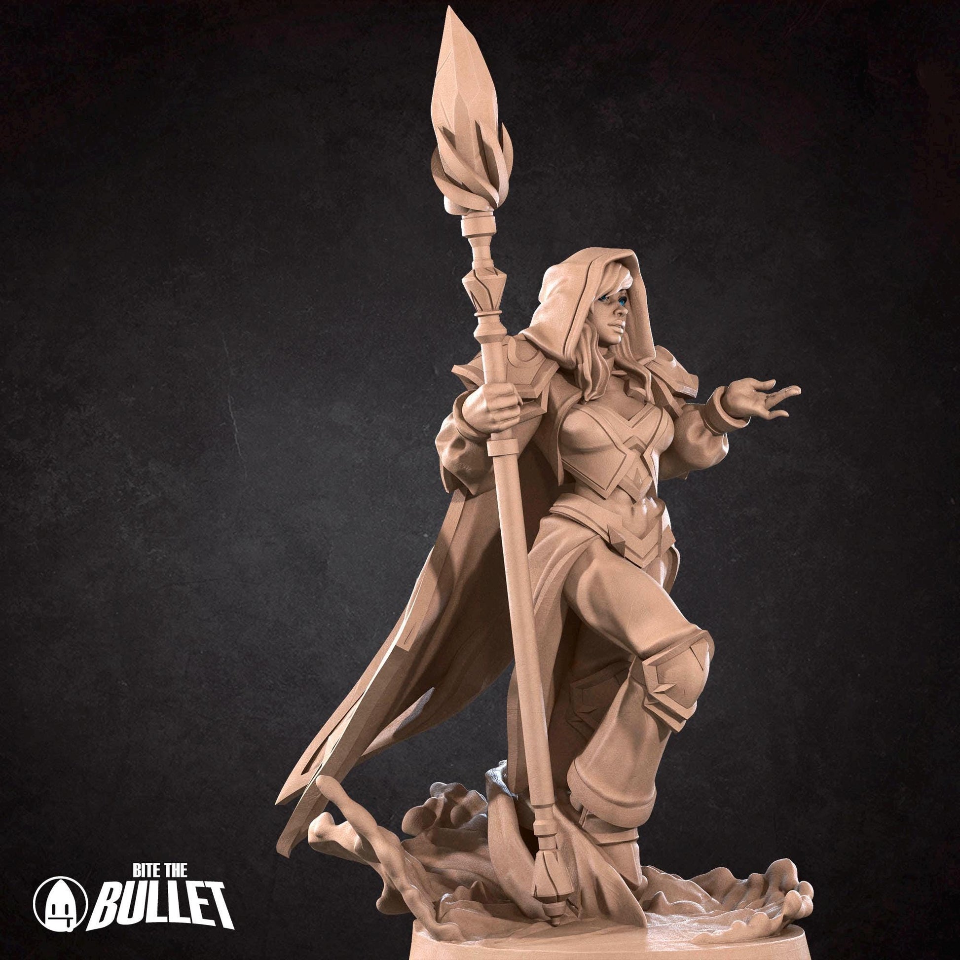 Female Mage Admiral Miniature, Jaina | Tabletop RPG Miniature | Bite the Bullet | Roleplaying 3D Printed Fantasy Mini - 3DPrintDen