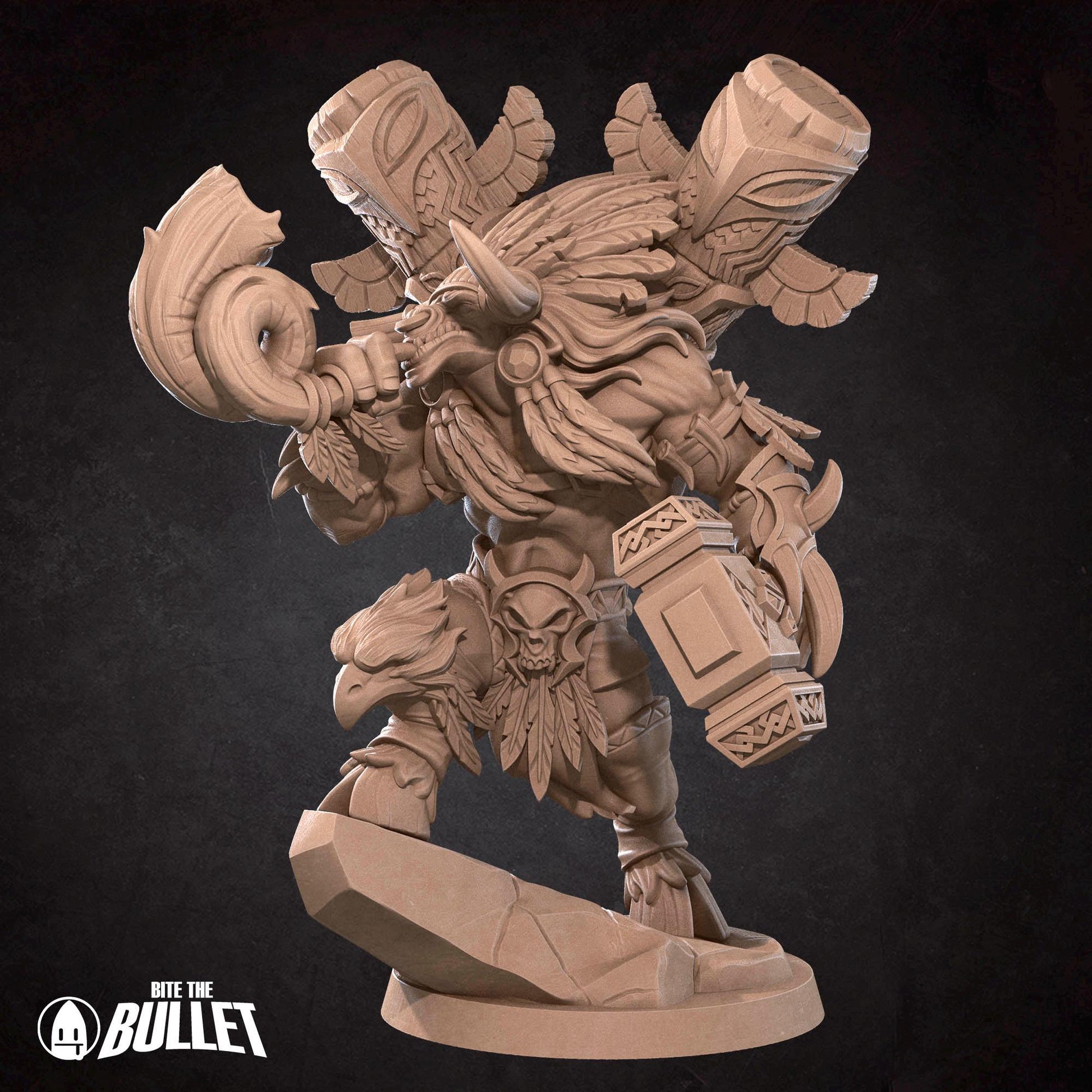 Tauren Chieftain Warrior Miniature, Baine | Tabletop RPG Miniature | Bite the Bullet | Roleplaying 3D Printed Fantasy Mini - 3DPrintDen