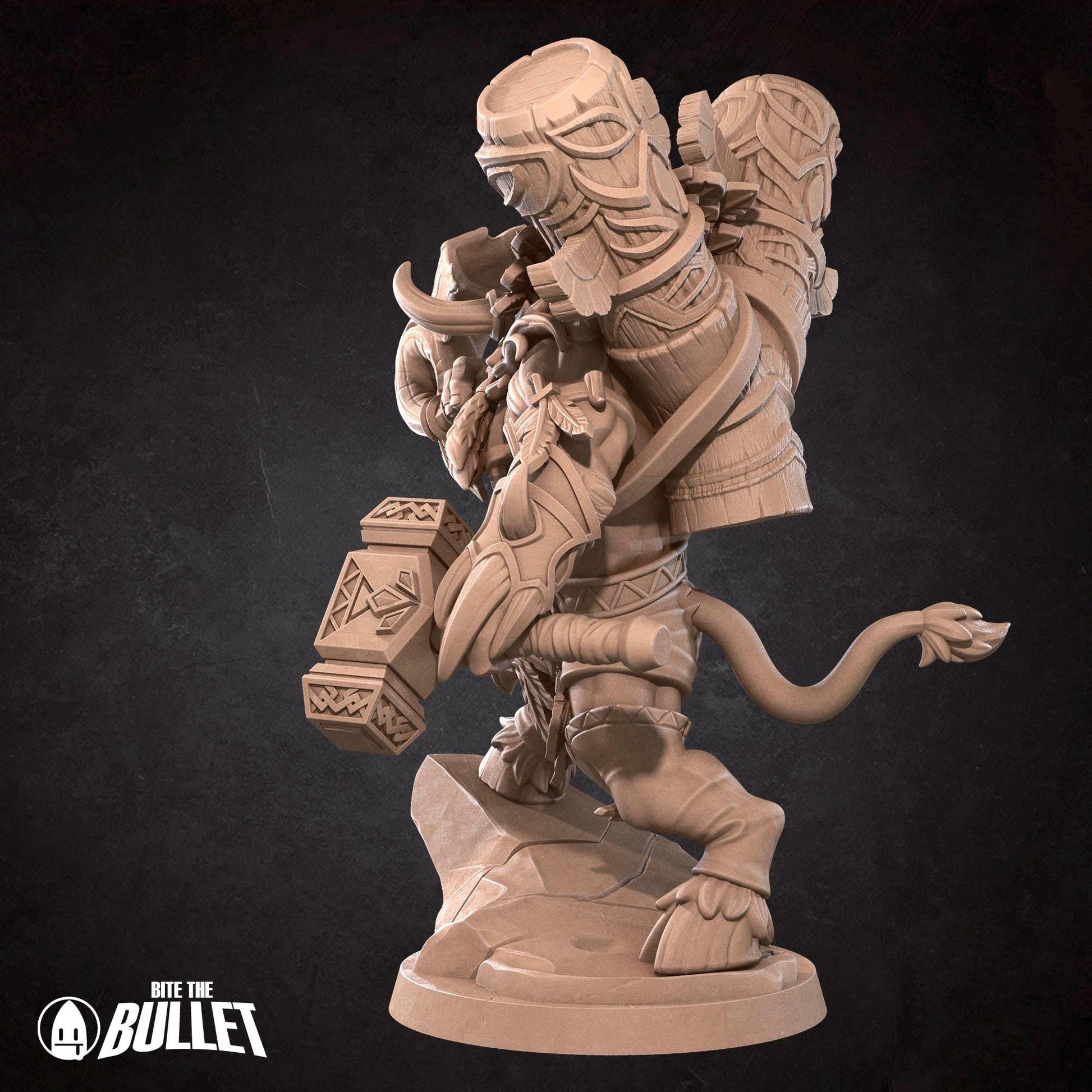Tauren Chieftain Warrior Miniature, Baine | Tabletop RPG Miniature | Bite the Bullet | Roleplaying 3D Printed Fantasy Mini - 3DPrintDen