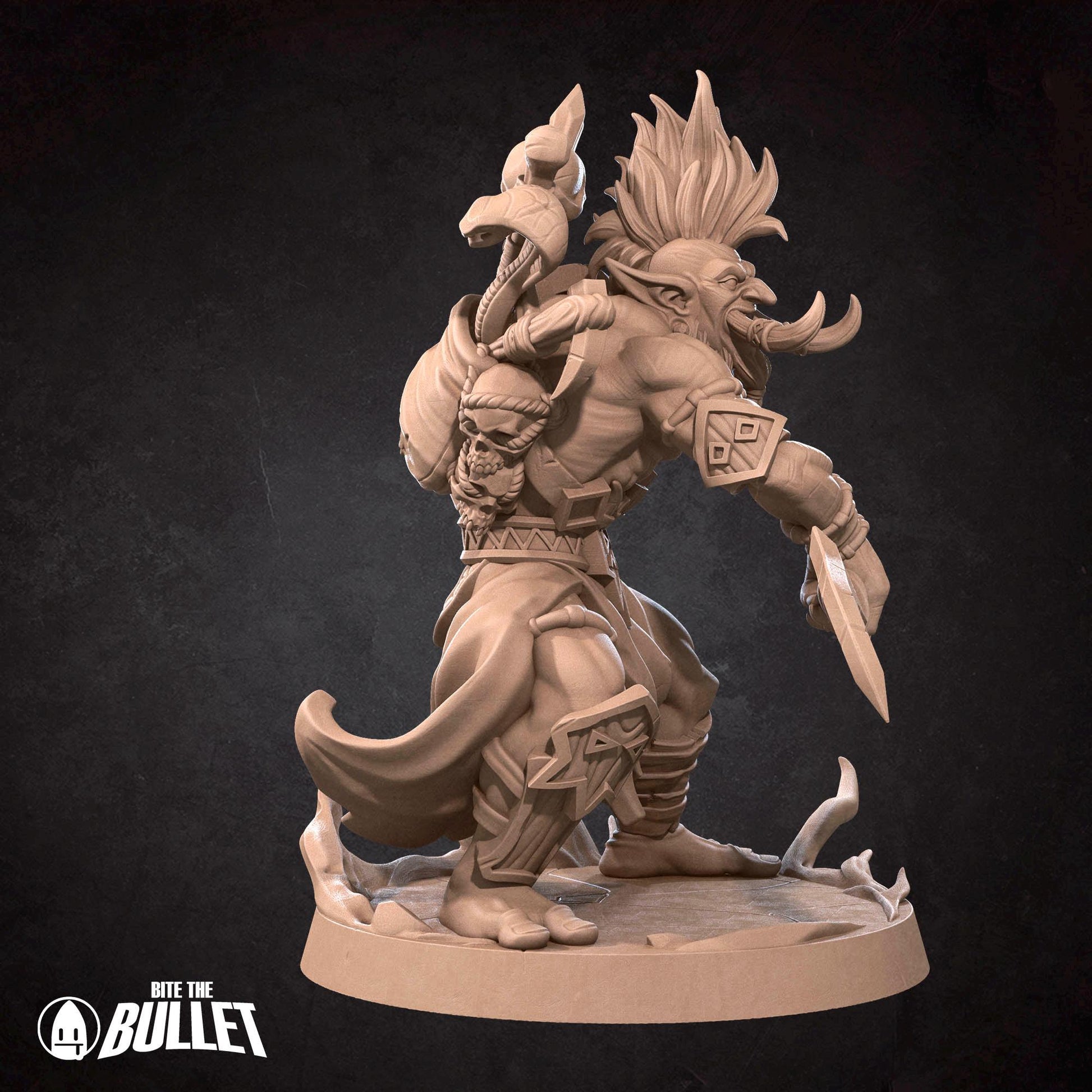 Shadow Hunter Troll Miniature, Voljin | Tabletop RPG Miniature | Bite the Bullet | Roleplaying 3D Printed Fantasy Mini - 3DPrintDen